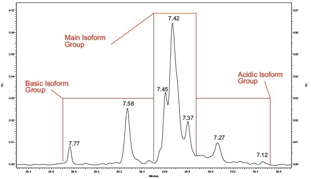 mAb #3 Peak Profile. A close up view of a mAb #3 cIEF separation.