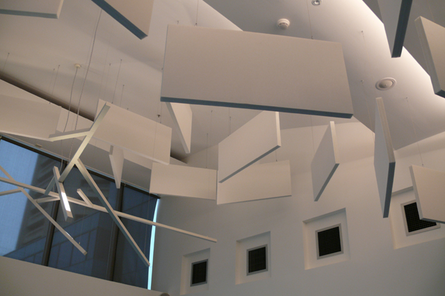 EchoSorb acoustic baffles suspended at Russel Investments.