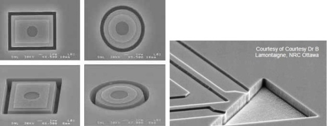 Left GaAs/AlGaAs etch with Cl2/BCl3, InP etch with Cl2 using platen heating.