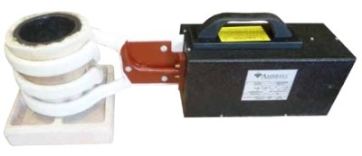 The furnace shown has a graphite crucible for melting gold, silver or non ferrous metals.