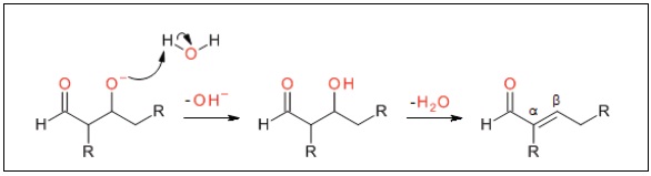 Formation of the aldol product and dehydration to an a,ß-unsaturated carbonyl product