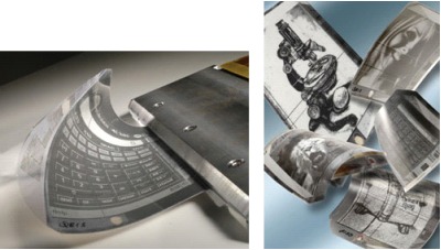 World’s thinnest flexible active-matrix display using Philips’ ultra-thin back plane with organics-based thin film transistors, combined with E Ink’s electronic ink front plane.