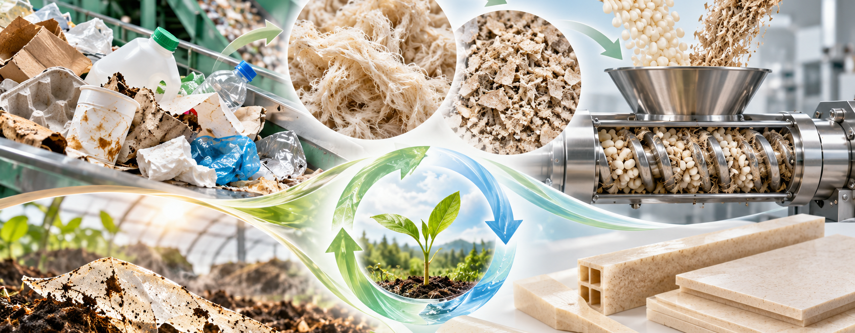 Household Recycling Rejects Strengthen Compostable PLLA Composites