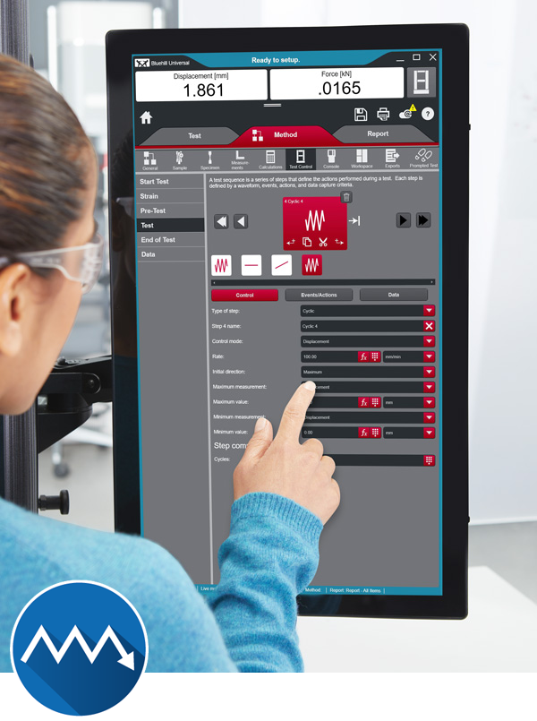 TestProfiler in Bluehill Universal materials testing software.
