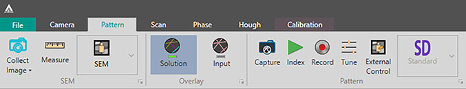 APEX EBSD ribbon bar.
