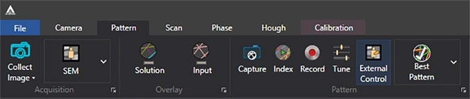 APEX EBSD ribbon bar.