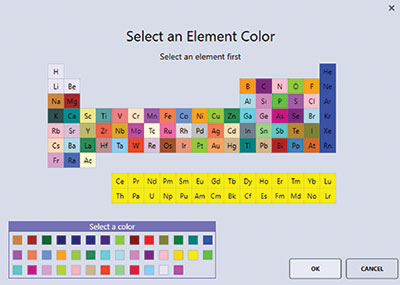 Element color selector window.