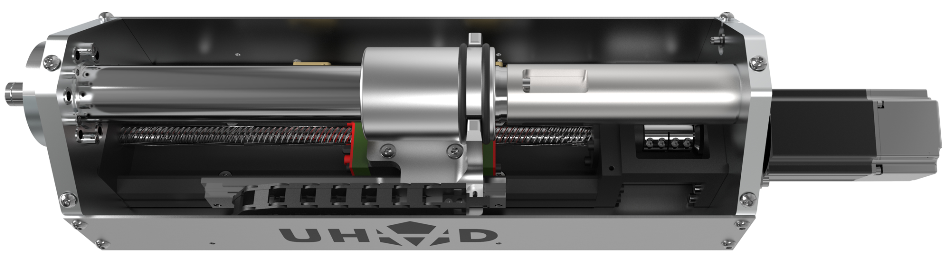BAT Drive | Motorized ball screw linear drive with 38 mm clear bore and capable of speeds up to 1,000 mm/s.