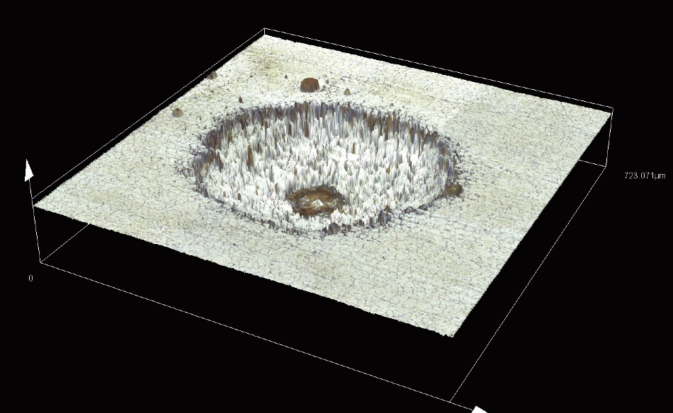 Corrosion on stainless steel/height measurement (MPLAPON20XLEXT / 3 x 3 stitched).
