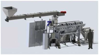Image shows material preheat and hold-up hopper for short run, pilot evaluation.