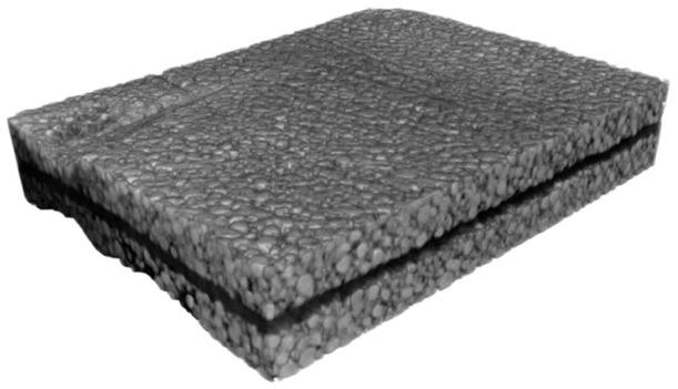 Battery cathode foil imaged at 590 nm voxel resolution.