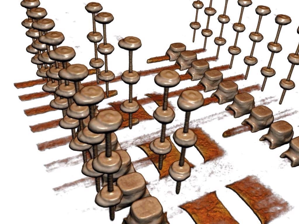 DRAM package interconnects within a 10 mm × 7 mm × 1 mm package containing a 4-die stack. Solder extrusion is easily visualized in 3 dimensions, 0.8 µm/voxel.