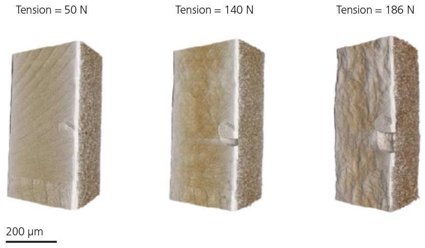 Tensile testing of laser welded steel under increasing load