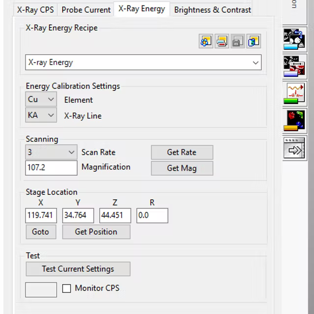 Energy calibration of EDS detector.
