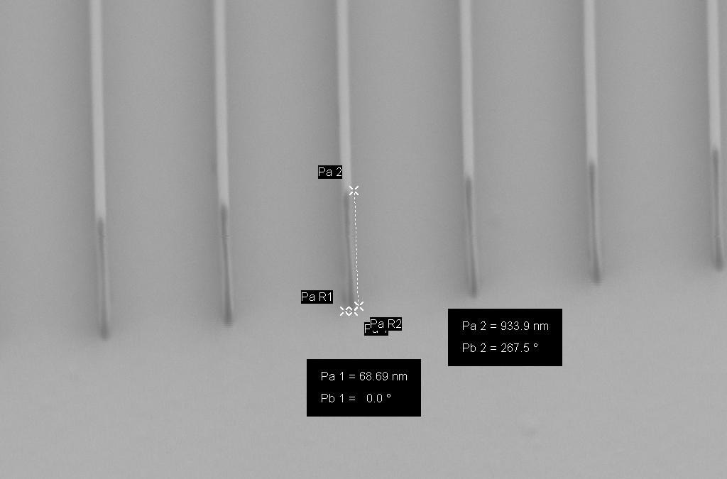 70 nm Fused Silica lines 933 nm deep Cr mask.