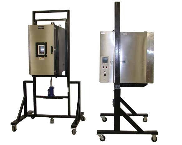 Portable Dolly. Ovens can be mounted to the lift of an ATS portable dolly. Manual and hydraulic lifts are available for vertical adjustment.