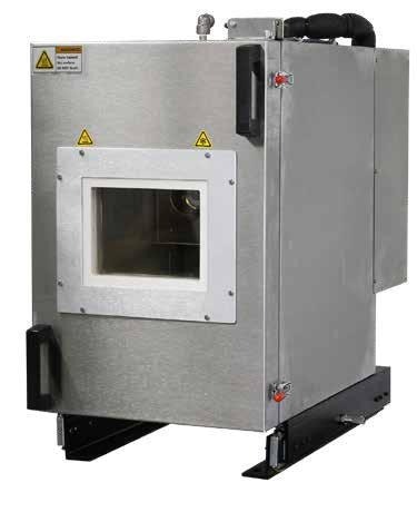 Column or Base Mount Slide Assembly. Mounting brackets attach the oven to the columns or base of a test machine. The slide assembly allows the oven to slide out of position when necessary