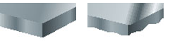 TMC top skin (left) and competitive design top skin (right) after grinding.