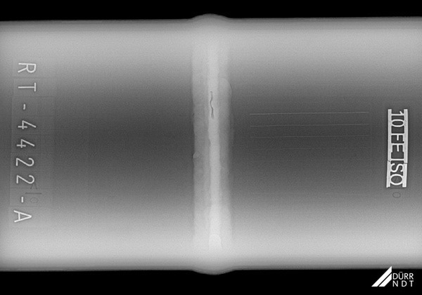 Stainless steel, perpendicular technique, slag inclusion.