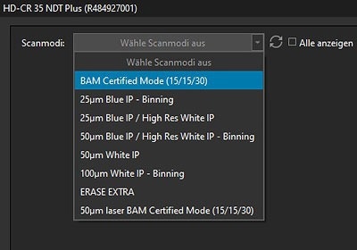 Select the desired scan mode
