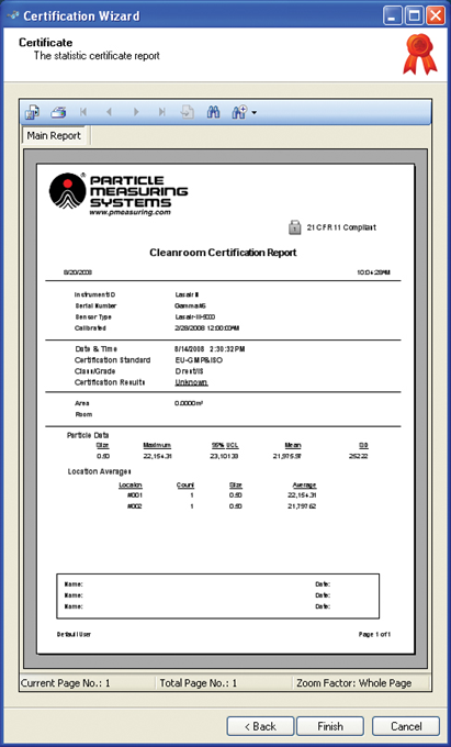 Certification report.