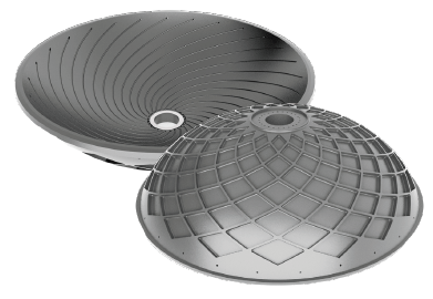 Mirror with central metal connector and fusion bonding for internal cooling Channels.