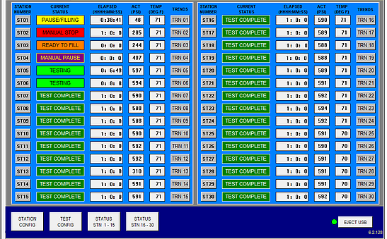 Hydrostatic Testing with RTU (Remote Terminal Unit) Touchscreen Control