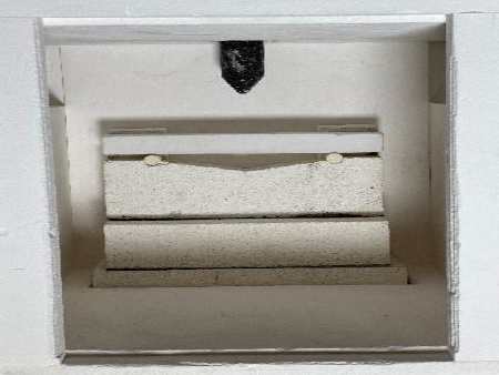 Close up of a Specimen inside the 3350 Box Furnace.