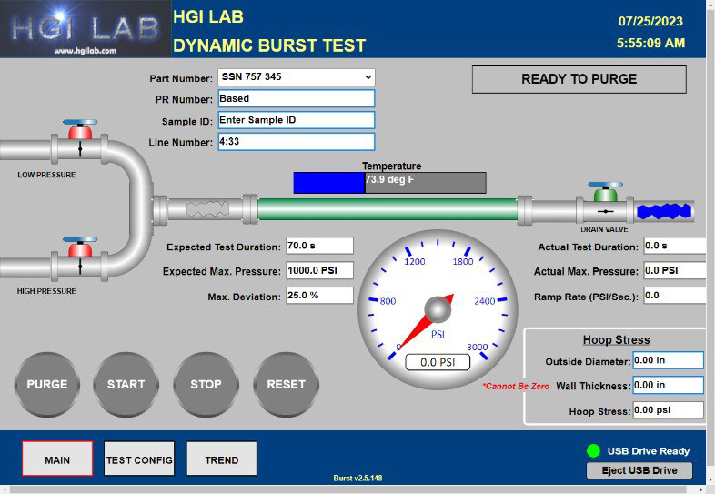 Burst Tester with Advanced Remote Terminal Unit (RTU) Touchscreen Control