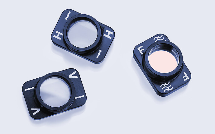 The Litesizer DLS Dynamic Light Scattering polarizing light filters.