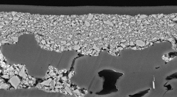 Argon-ion milled paper cross-section