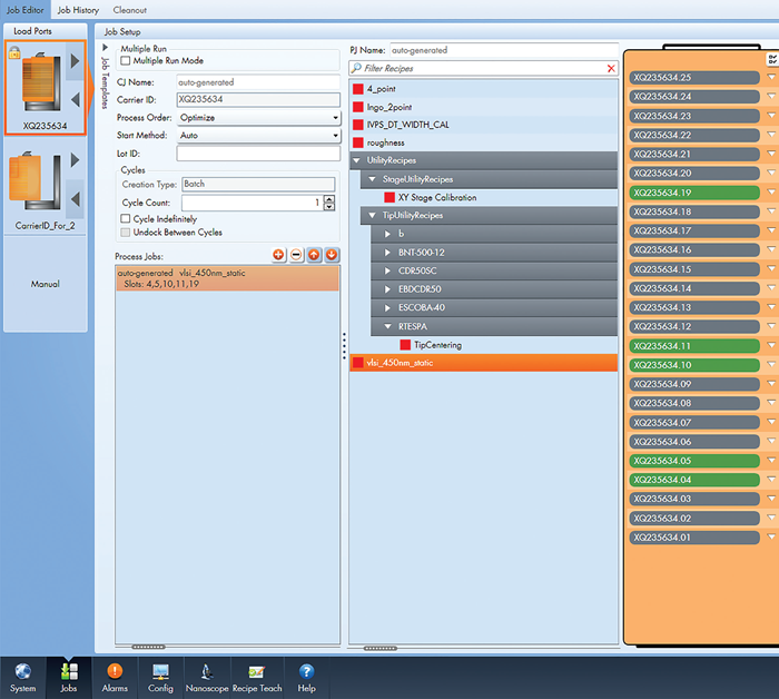 User interface for creating fully automated process job