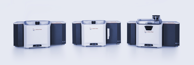 The three different analyzers side by side at slight angles to appear as if facing towards each other, against a white background.