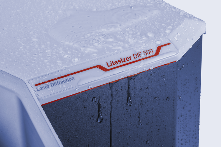 A close up shot of the analyzer with beads of water/condensation to represent it