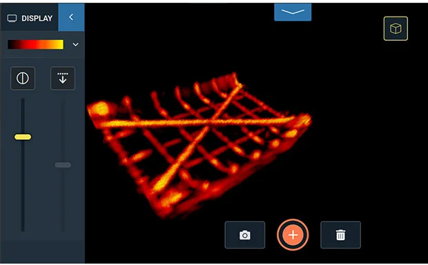 This example demonstrates the power of Flex Mode’s 3D Volume View. The 3D Volume model was rotated to further prove that the crossing conduits were installed above the rebar mat