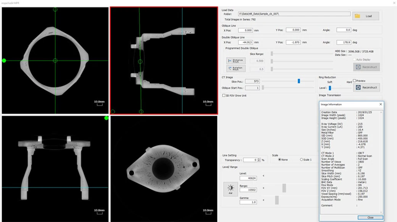 Displays slice, oblique, and double-oblique images, enabling the easy observation of cross-sections