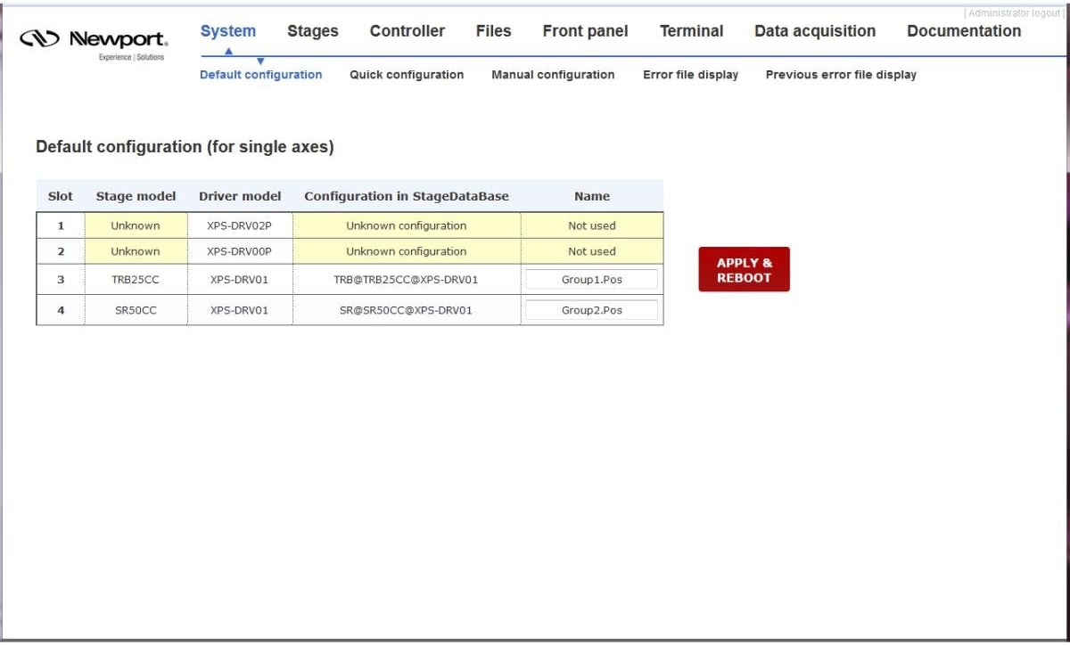 Single-click configuration