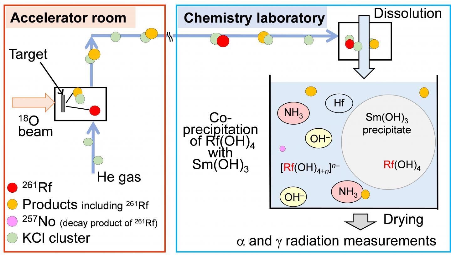 Schematic diagram of online co-precipitation experiment of 261Rf.
