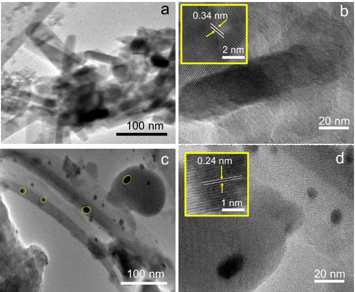 TEM and HRTEM images of HA and Au/HA