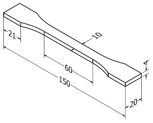 Tensile test specimen (ISO 527-1:2012 standard)