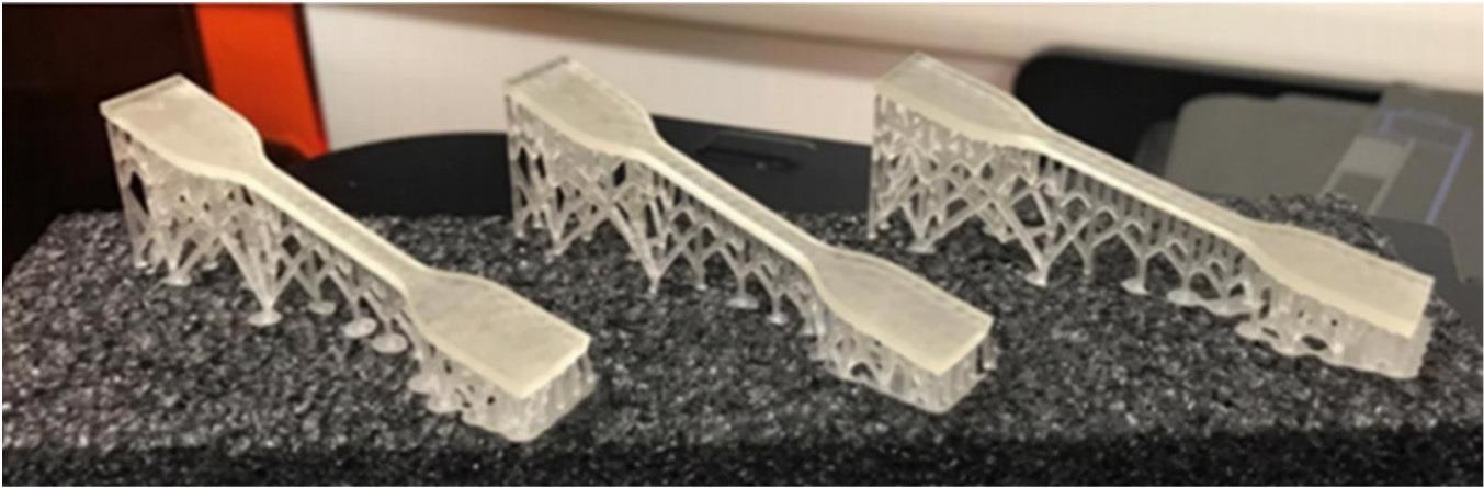 Three-dimensional printed 5A specimens (Form 2, Standard Clear Resin).