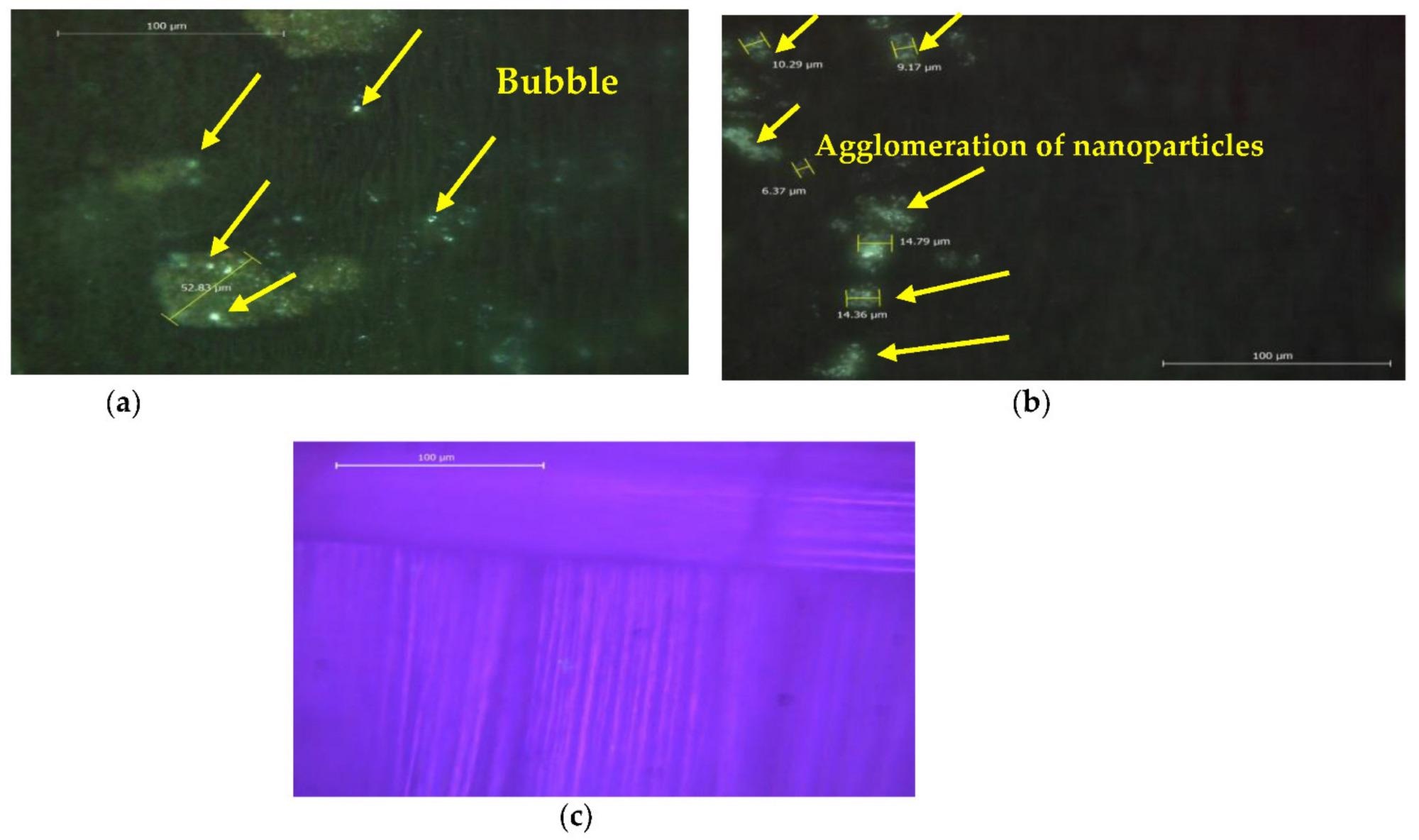 Optical microscope of prepared samples at: (a) S1, (b) S2, and (c) S3.