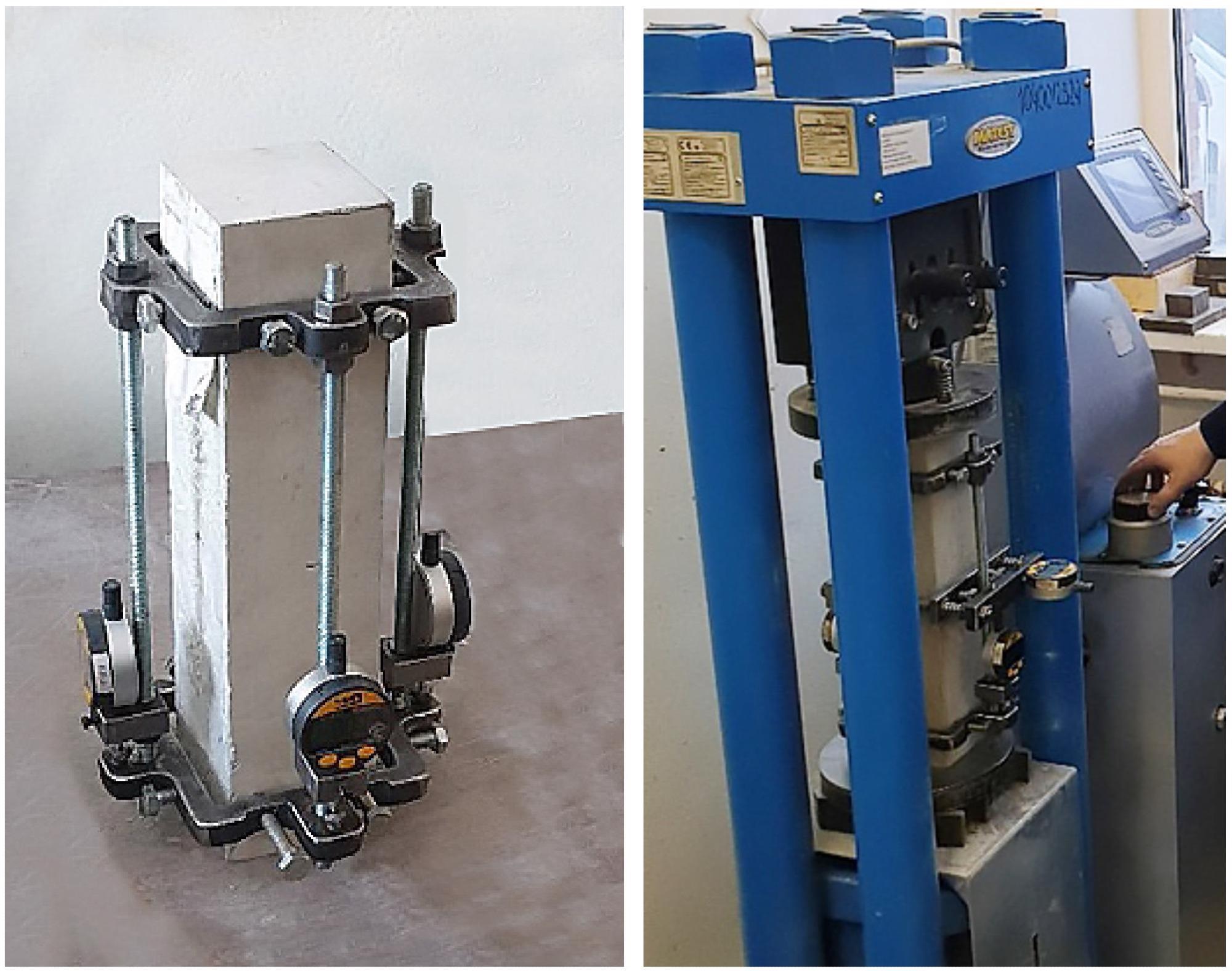 Concrete sample modulus of elasticity under compression testing.