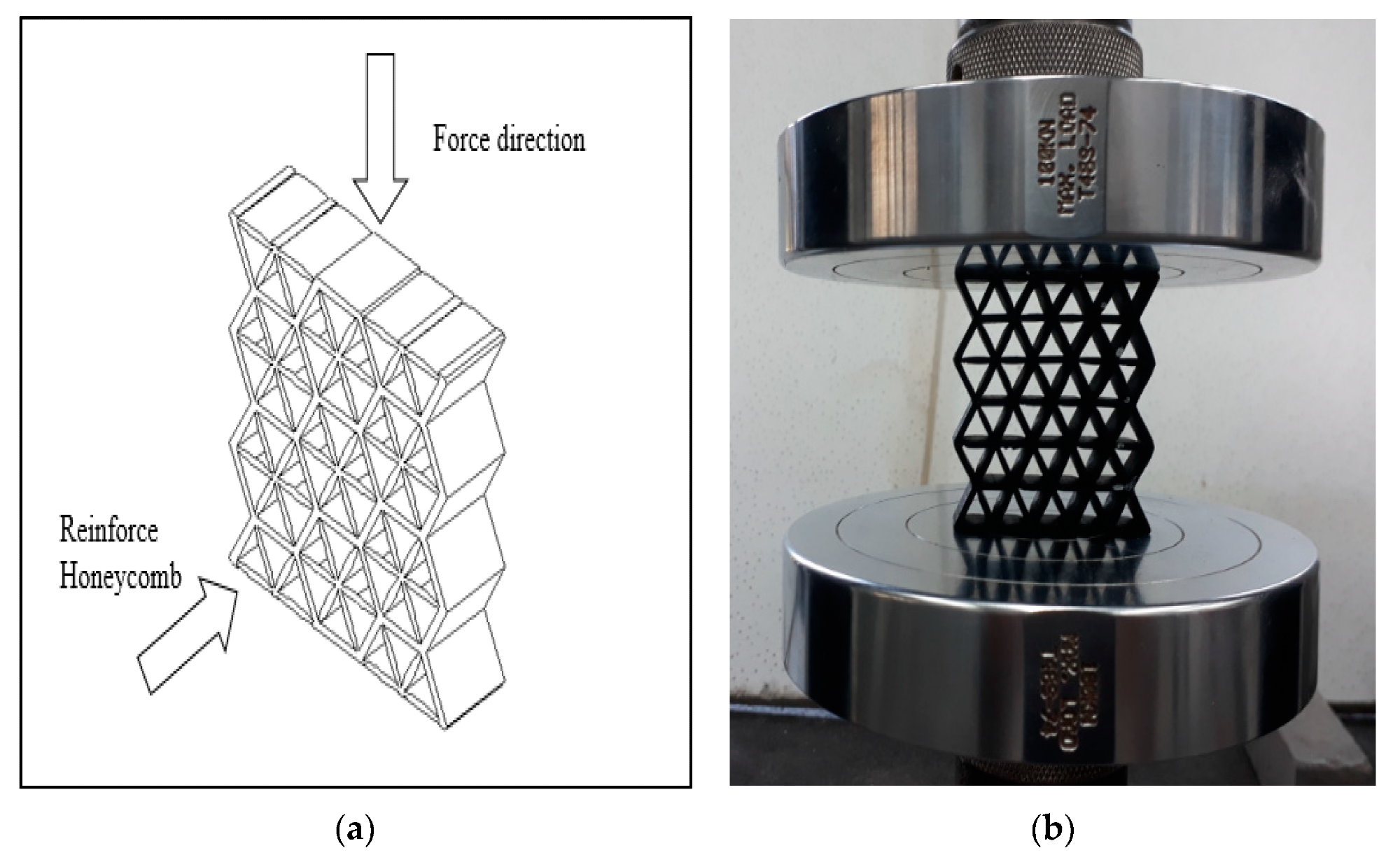 (a) Schematic of sample orientation during test. (b) Sample orientation during test.