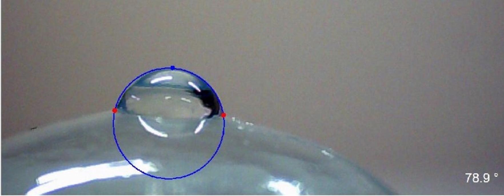 Water contact angle measurement for Narafilcon A.
