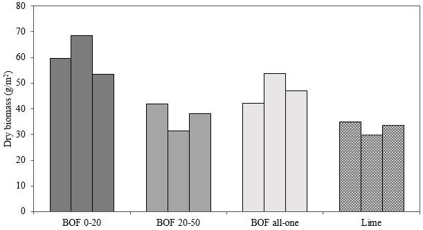 Dry biomass of all samples (g m-2).