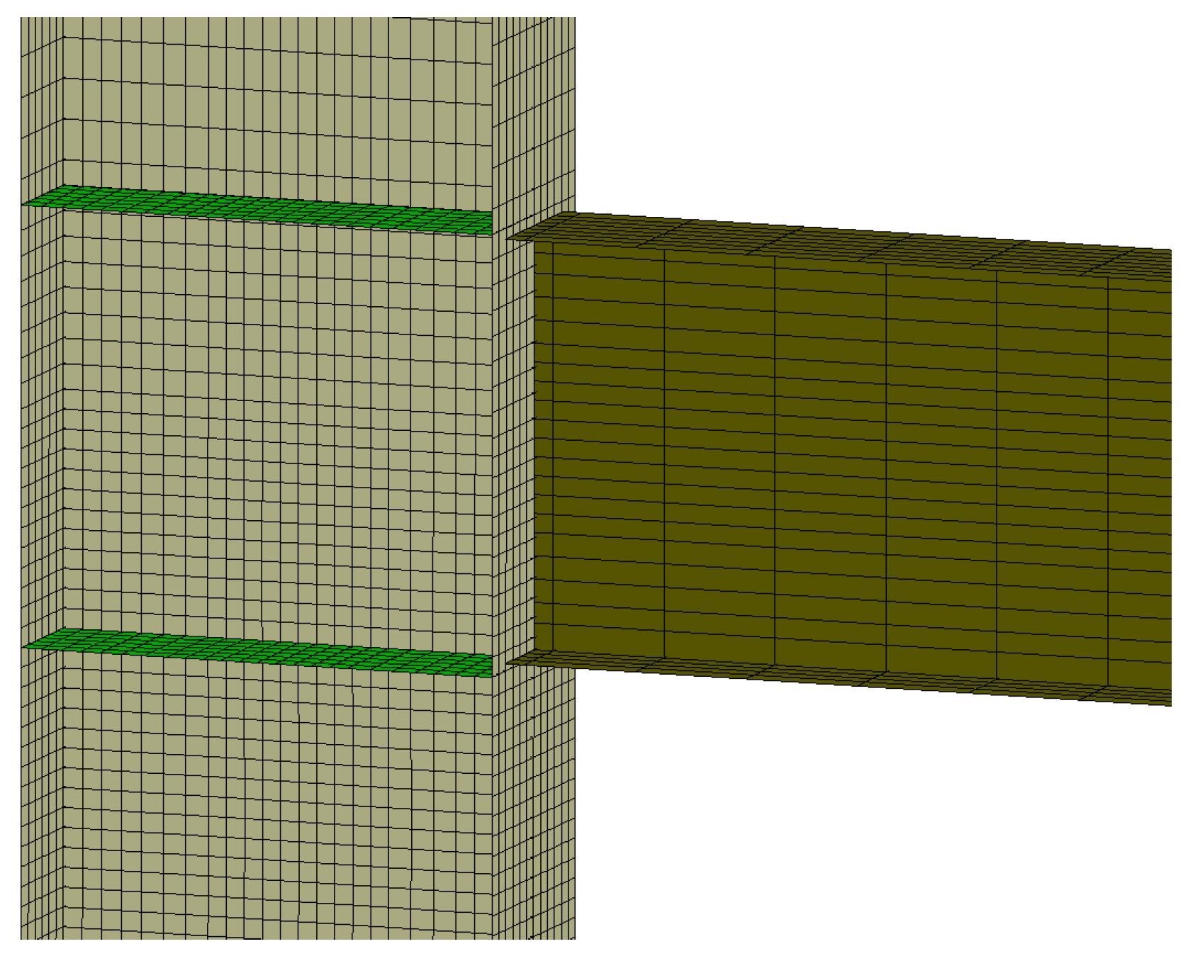 Detail of beam-column connection with web stiffeners.