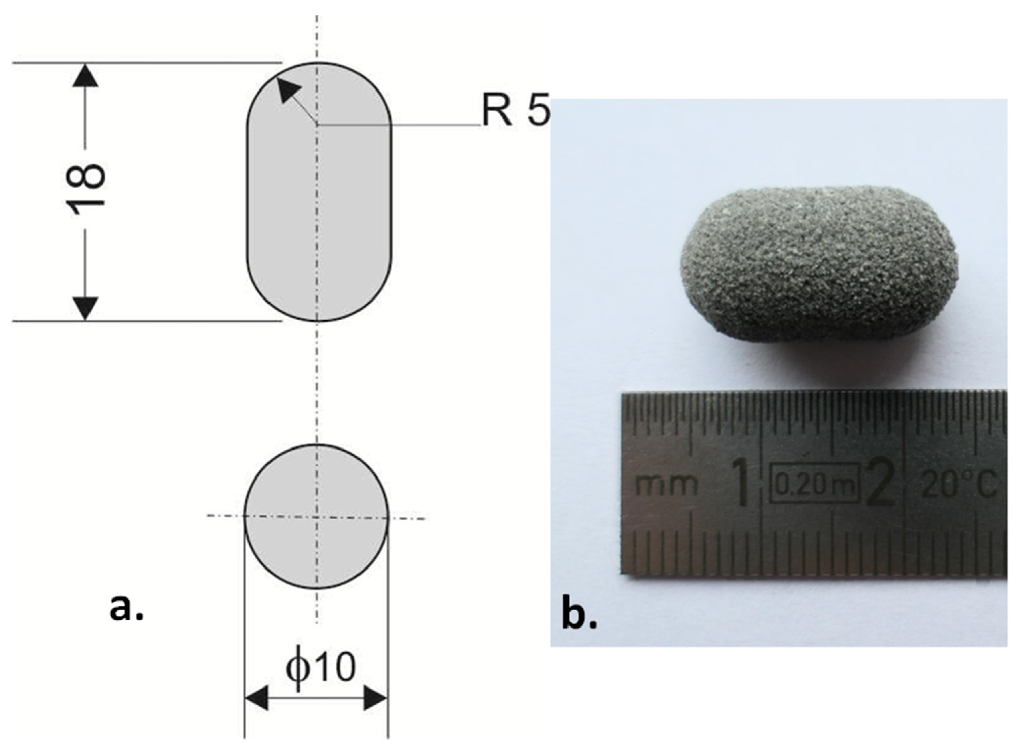 The example of printlet: (a) technical drawing (dimensions in mm), (b) printed Formulation A (80/20/0/100).