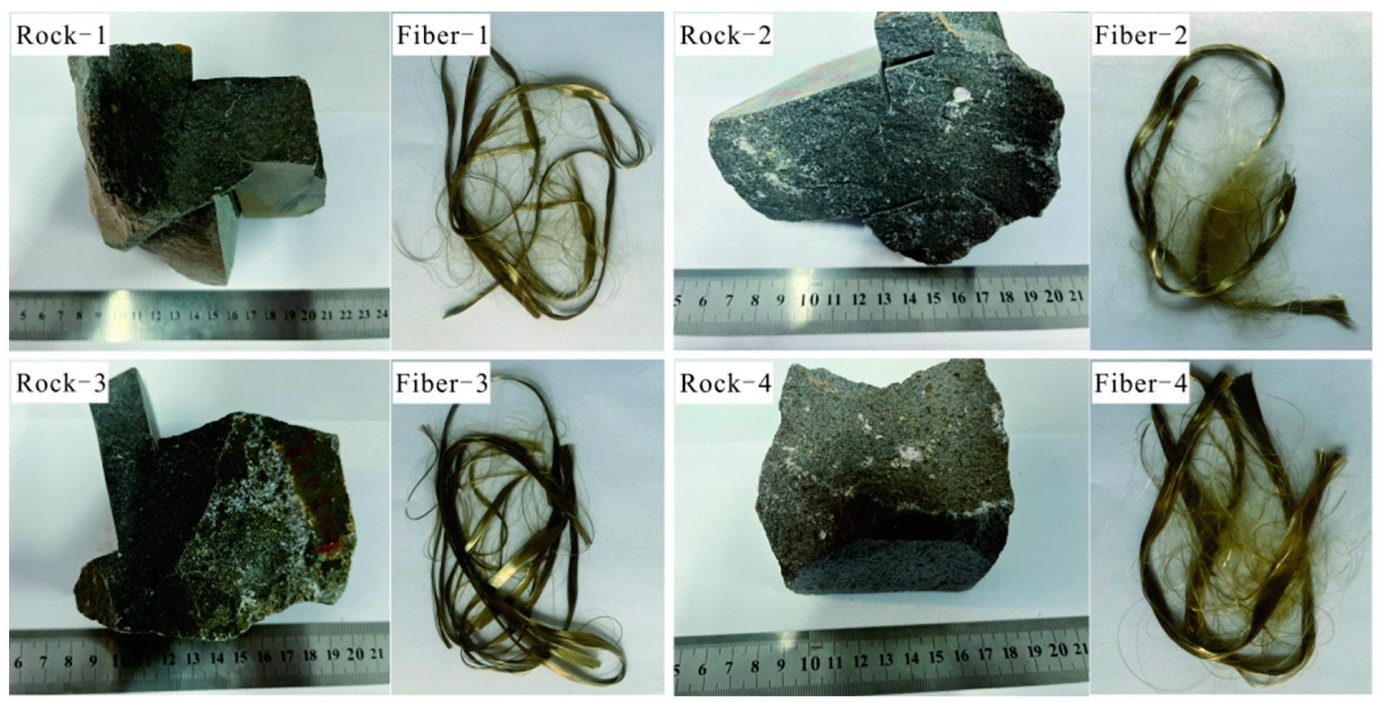 Basalt and corresponding fibers.