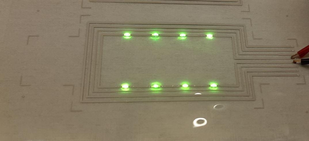 Screen-printed hybrid-integrated LED foil.
